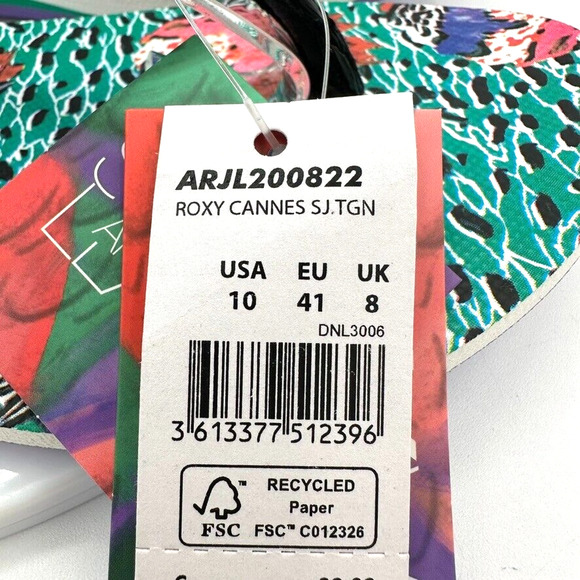 NWT Roxy x Stella Jean Cannes Sandals Ankle Wrap US 10 Tropical Green Beach Boho - Picture 8 of 10